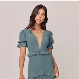 Revelry Eucalyptus Harley Chiffon Bridesmaid Dress sz 18